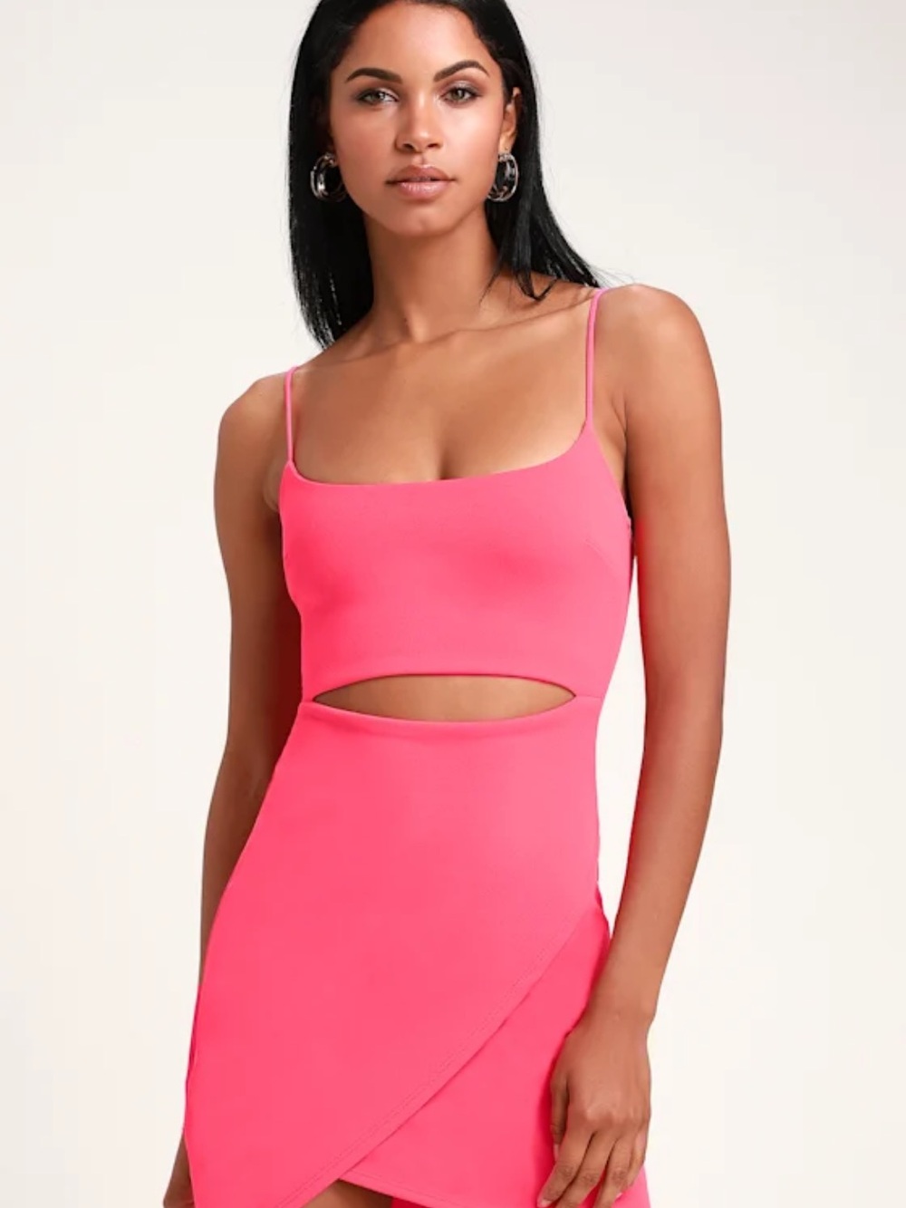 Lulu's Neon Pink Cutout Bodycon Mini Dress